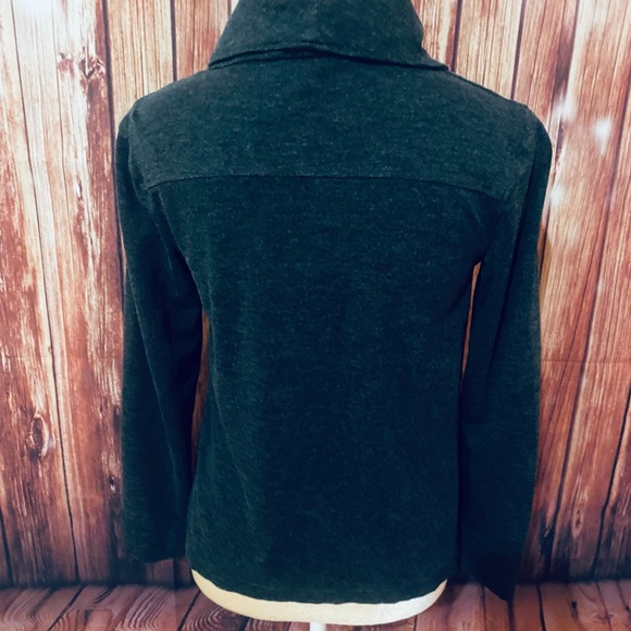 Women’s Small Sweater Cardigan Kensie Anthropologie Dark Gray One Button Pockets - Picture 6 of 13